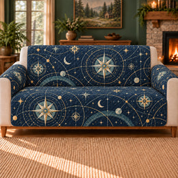 Night Navigation Lattice Sofa Cover, Night Sky Decor, Gift for Stargazers