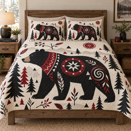 Nordic Black Bear Forest Quilt Set