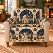 Observatory Dome Arches sofa cover on a beige armchair