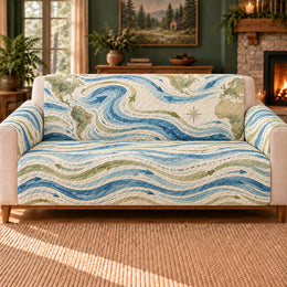Ocean Current Bands Sofa Cover, Map Decor, Gift for Geography Lovers