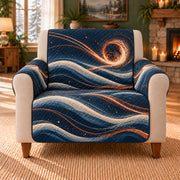 Ocean Fireball Lines sofa cover on a beige armchair
