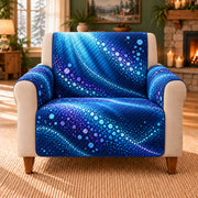 Ocean Light Dot Gradient sofa cover on a beige armchair