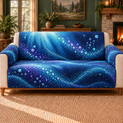 Ocean Light Dot Gradient sofa cover on a beige sofa