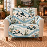 Ocean Robot Current sofa cover on a beige armchair