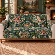 Octopus Tidepool Ovals cover on a beige sofa, AI-generated design preview