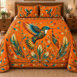 Native American Inspired Hummingbird Quilt Set, Gift for Native Art Lovers
