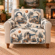 Orbital Market Sprigs sofa cover on a beige armchair