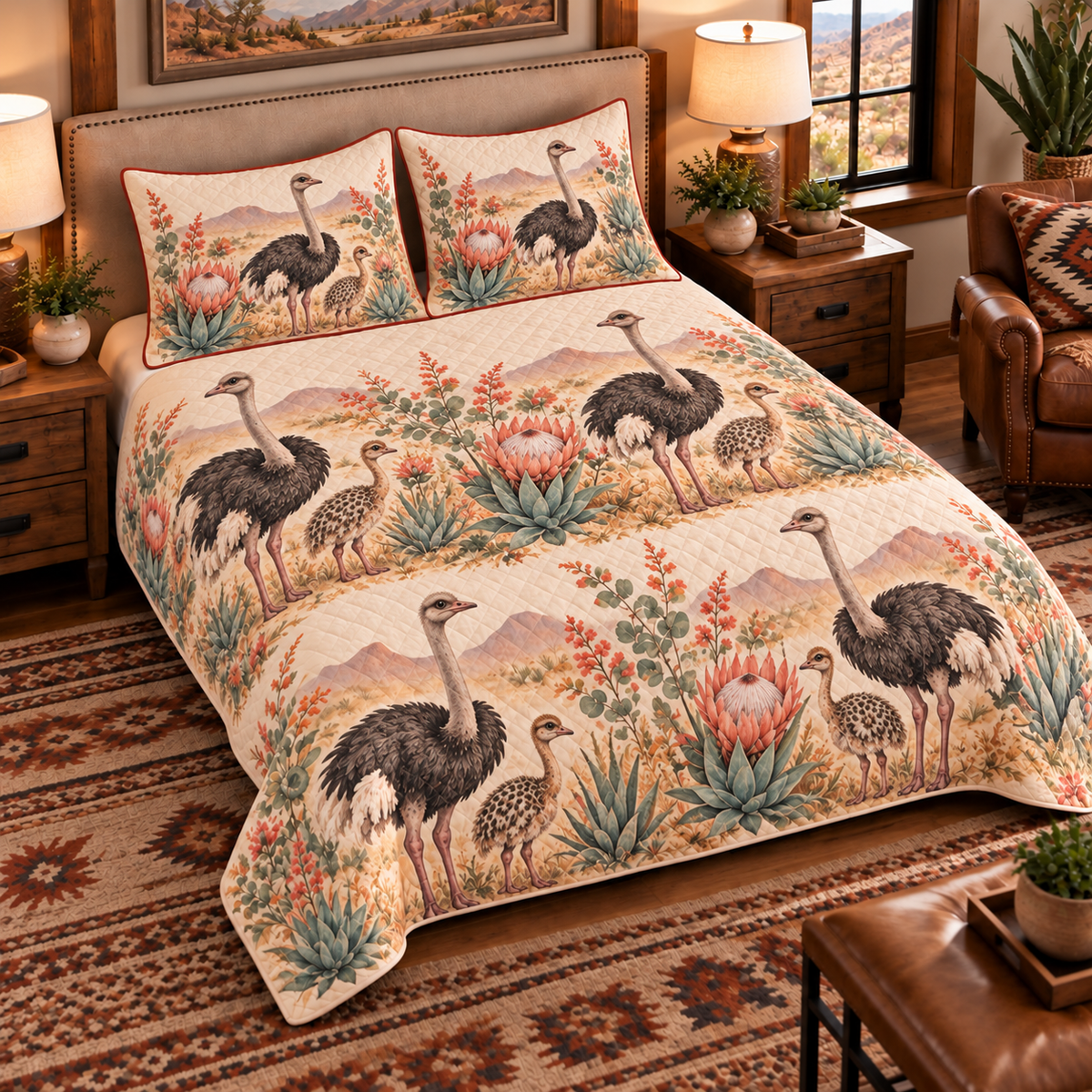 Ostrich Nursery Storybook quilt set — left angle hero — corrected