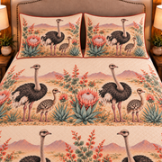 Ostrich Nursery Storybook quilt set — close-up — corrected