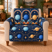 Outer Planet Arches sofa cover on a beige armchair