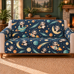 Panda Comet Trails Sofa Cover, Cosmic Animal Decor, Gift for Panda Lovers