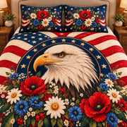 AI mockup, closer front view of the eagle, gold stars, flag stripes and diamond quilting.