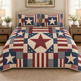Patriotic Star Quilt Set, Americana Patchwork Gift for USA Decor Fans