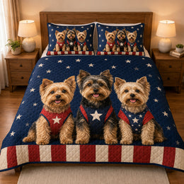 Patriotic Yorkie Quilt Set