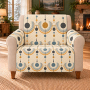 Pendulum Arc Repeat sofa cover on a beige armchair