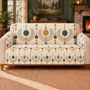 Pendulum Arc Repeat sofa cover on a beige sofa