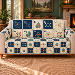 Periodic Element Tile Rhythm Sofa Cover, Science Decor, Gift for Chemistry Lovers