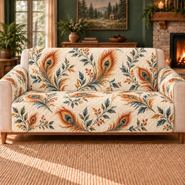 Phoenix Feather Sprigs Sofa Cover, Mythical Decor, Gift for Phoenix Lovers