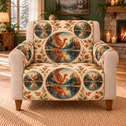 Phoenix Lake Ovals sofa cover on a beige armchair