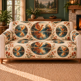 Phoenix Lake Ovals Sofa Cover, Mythical Decor, Gift for Phoenix Lovers