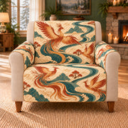 Phoenix Water Ribbons sofa cover on a beige armchair