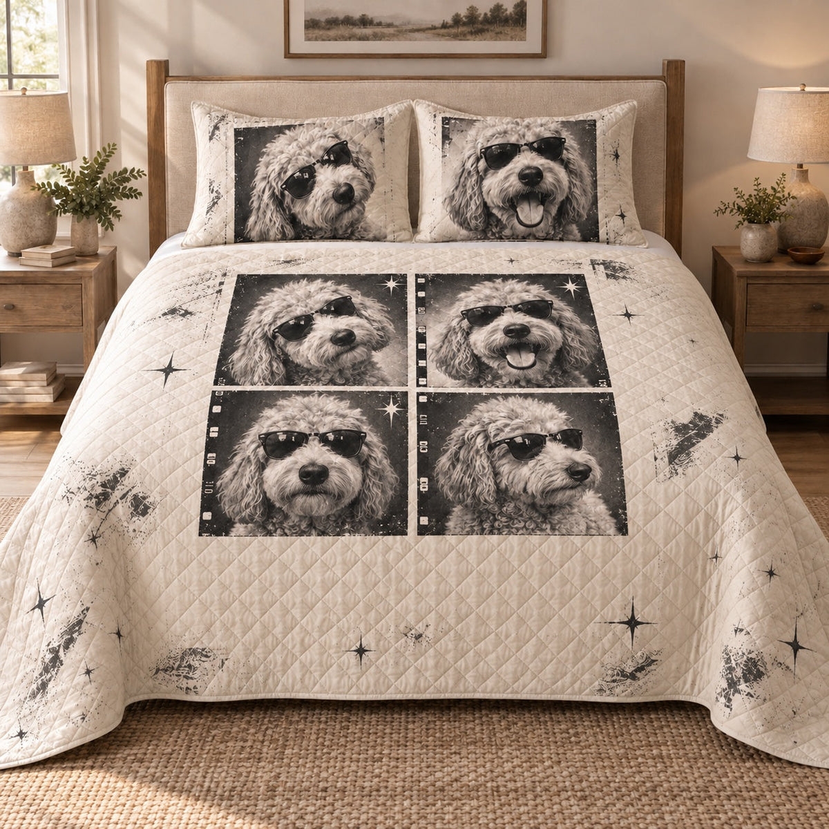 Photobooth Doodle Goldendoodle Quilt Set