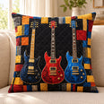 Electric Guitar Quilted Throw Pillow, Rock Music Home Decor, Gift for Guitarists