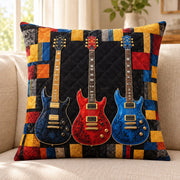 Electric Guitar quilted throw pillow, AI-generated sofa mockup