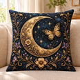 Crescent Moon Butterfly Quilted Throw Pillow, Celestial Decor, Gift for Moon Lovers