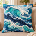 Ocean Waves Quilted Throw Pillow, Coastal Home Decor, Gift for Beach Lovers