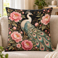 White Peacock Floral Quilted Throw Pillow, Elegant Bird Decor, Gift for Bird Lovers