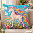 Rainbow Unicorn Quilted Throw Pillow, Magical Kids Room Decor, Gift for Unicorn Lovers