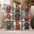 Christmas Dachshund Quilted Throw Pillow, Festive Dog Home Decor, Gift for Dachshund Lovers