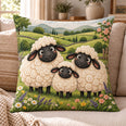 Sheep Family Quilted Throw Pillow, Country Farmhouse Home Decor, Gift for Sheep Lovers