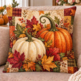 Autumn Pumpkins Quilted Throw Pillow, Fall Farmhouse Decor, Thanksgiving Gift