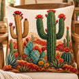 Desert Cactus Quilted Throw Pillow, Southwest Botanical Decor, Gift for Cactus Lovers