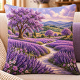 Lavender Fields Quilted Throw Pillow, Purple Landscape Decor, Gift for Lavender Lovers
