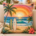 Surfboards at Sunset Quilted Throw Pillow, Tropical Beach Decor, Gift for Surfers