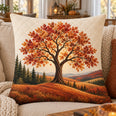 Autumn Maple Tree Quilted Throw Pillow, Rustic Fall Landscape Decor, Gift for Nature Lovers