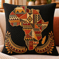 African Map Quilted Throw Pillow, Warm Geometric Pattern Decor, Gift for Africa Lovers