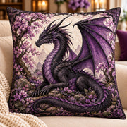 Purple Dragon Quilted Throw Pillow, AI-generated sofa mockup