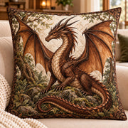 Brown Dragon Quilted Throw Pillow, AI-generated sofa mockup