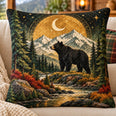 Black Bear and Moon Quilted Throw Pillow, Mountain Cabin Decor, Gift for Bear Lovers