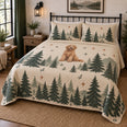 Pine Silhouette Doodle Goldendoodle Woodland Cabin Quilt Set