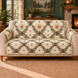 Pinecone Solar Lattice Sofa Cover, Botanical Decor, Gift for Garden Lovers
