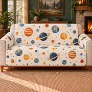Planet Orbit Repeat sofa cover on a beige sofa