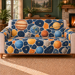 Planet Pebble Mosaic Sofa Cover, Planet Decor, Gift for Young Space Fans