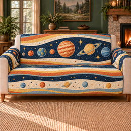 Planetary Strata Bands Sofa Cover, Planet Decor, Gift for Young Space Fans