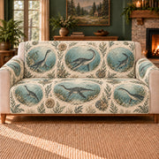 Plesiosaur Lagoon Cameos sofa cover on a beige sofa