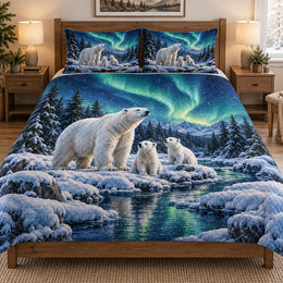 Polar Bear Aurora Winter Quilt Set